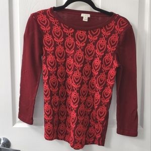 J.Crew Embroidered Panel T-shirt Top Extra- Small XS